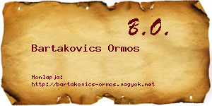 Bartakovics Ormos névjegykártya